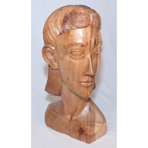 Wooden Lady Bust Natural Finsih